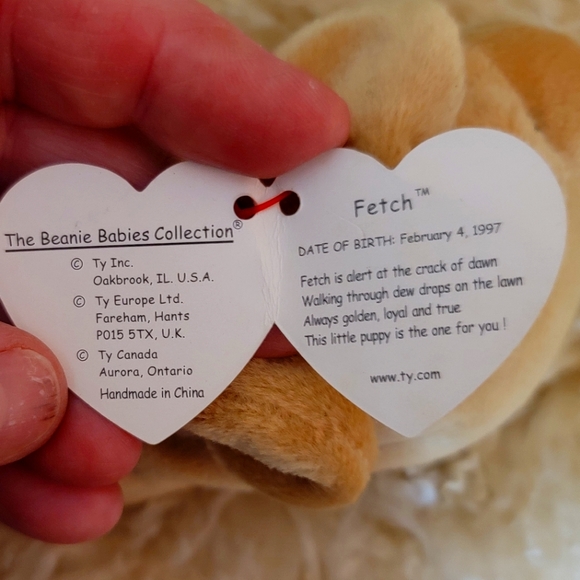 Ty Beanie Baby "Fetch" Golden Retriever Dog Tag Error # 218 Brown  Size 9" NWT - Picture 4 of 9